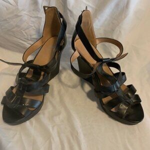 H&M Strappy heeled black wedges, EU Size 40 - US Size 9